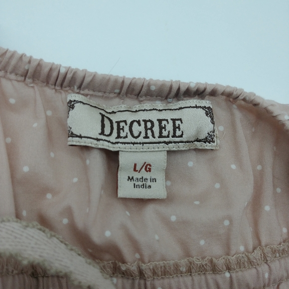 Decree • Y2k Neutral Raw Hem Boho Tan Polka Dot Babydoll Tunic Tank Top Large - Picture 6 of 9